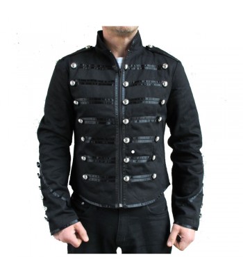 Military Parade Jacket Tunic Rock Black Steampunk Jacket 